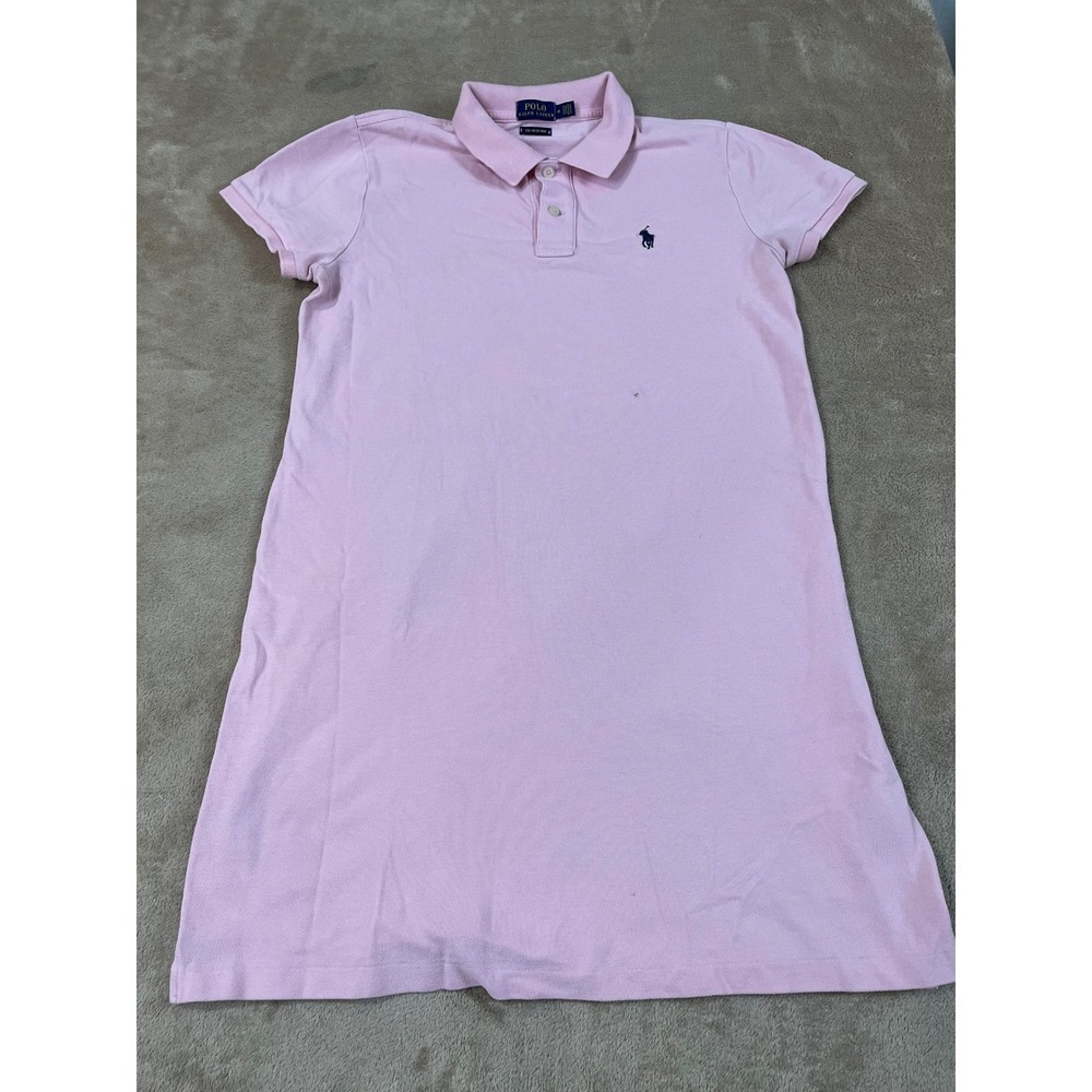 Polo Ralph Lauren Mesh Mini Polo Dress Women's Medium Light Pink Cotton S/S GOOD